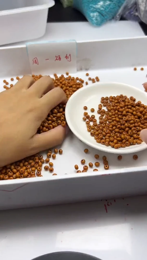 檀香木散珠w2768橄榄核鼓珠5*4mm*20