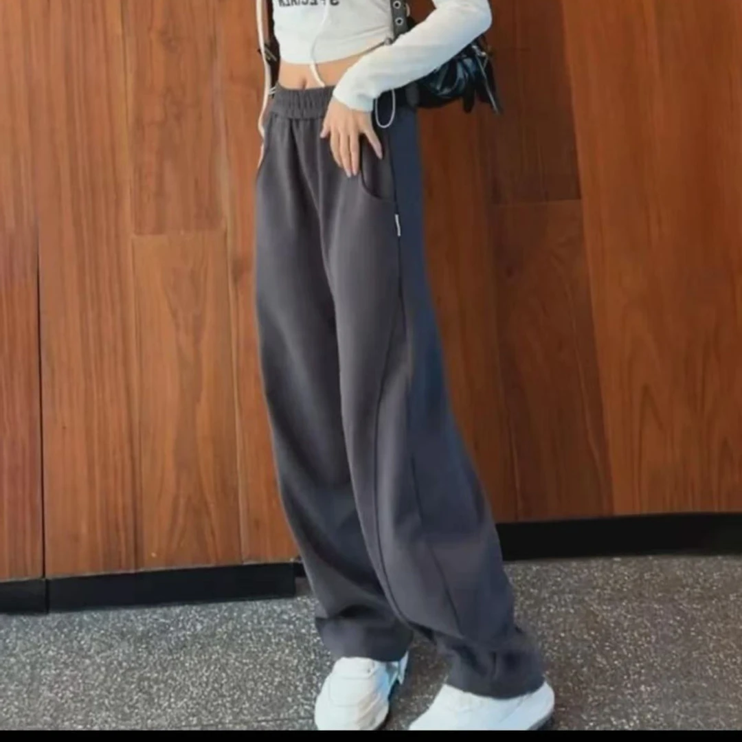 春秋新款松紧腰香蕉裤不加绒显瘦休闲裤时尚百搭直筒裤17101长102