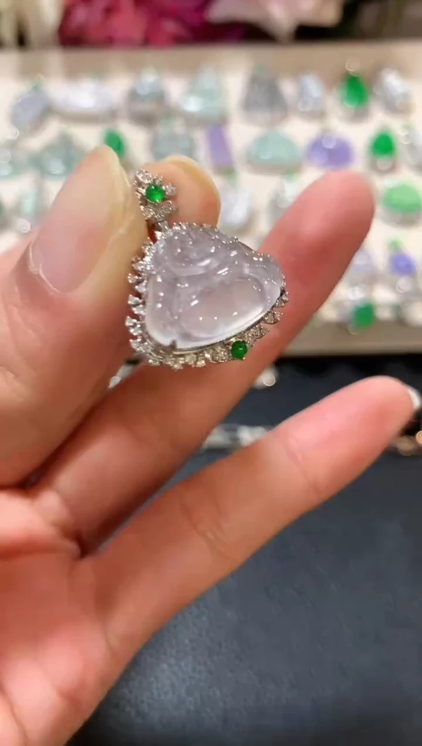 吊坠(不含链)18K金镶嵌翡翠n1