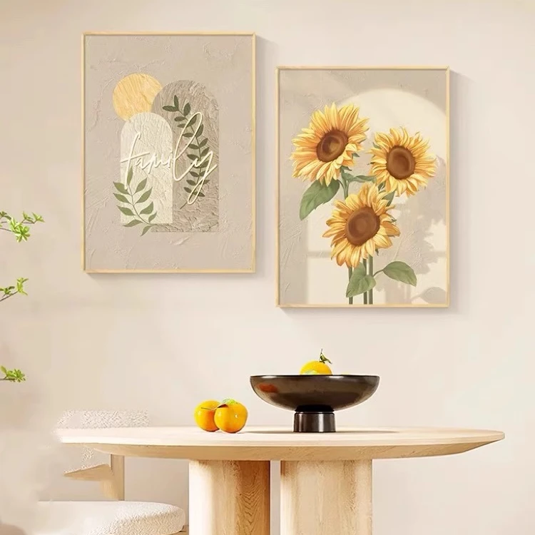 2025新款餐厅卧室装饰画高级感现代简约饭厅花卉向日葵背景墙挂画