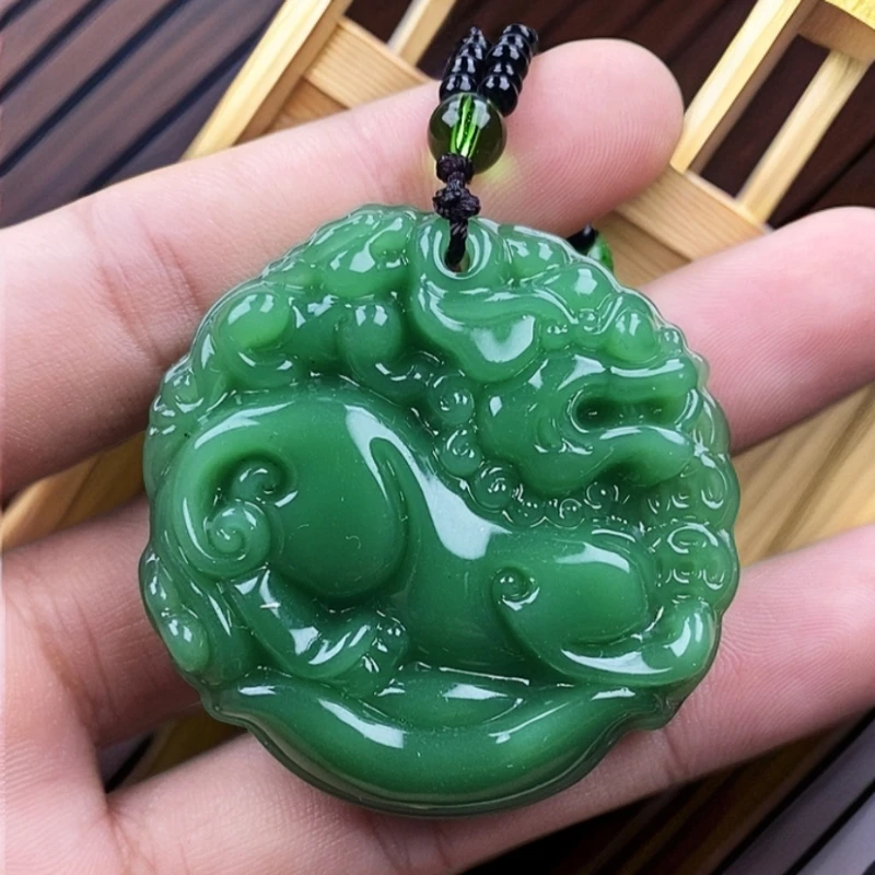 深绿双面貔貅5.手工男女同款双面时尚经典百搭精美吊坠