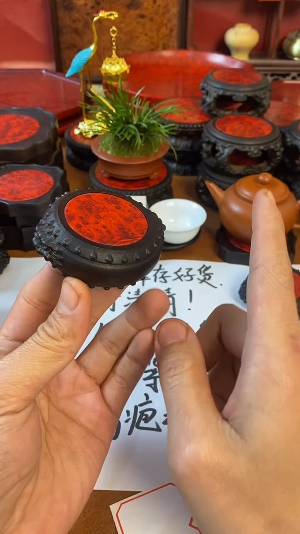 【闪购商品】东非黑黄檀（紫光檀）木艺貔貅盖置  花纹老哥