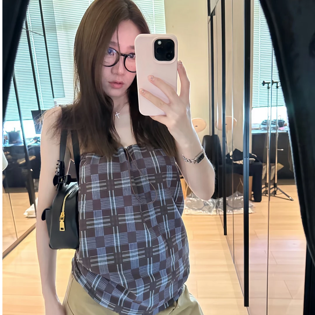 LA  可多穿 格纹抽绳 上衣   26474