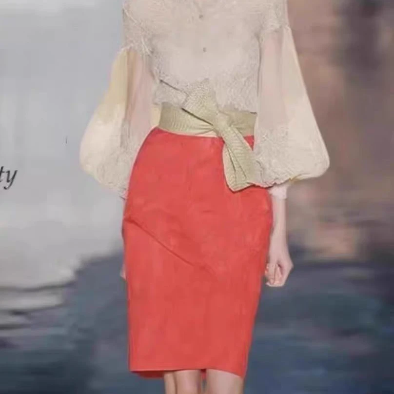 平凡高定！高级感轻包臀半身裙蝴蝶结腰带气质半裙F0320(C3-7)