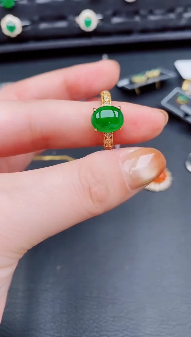 【闪购商品】翡翠戒指银S925镶嵌天然a货翡翠517