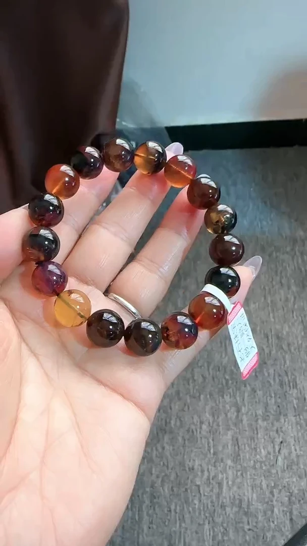 【闪购商品】琥珀手链未镶嵌规格12微瑕多宝手串#7