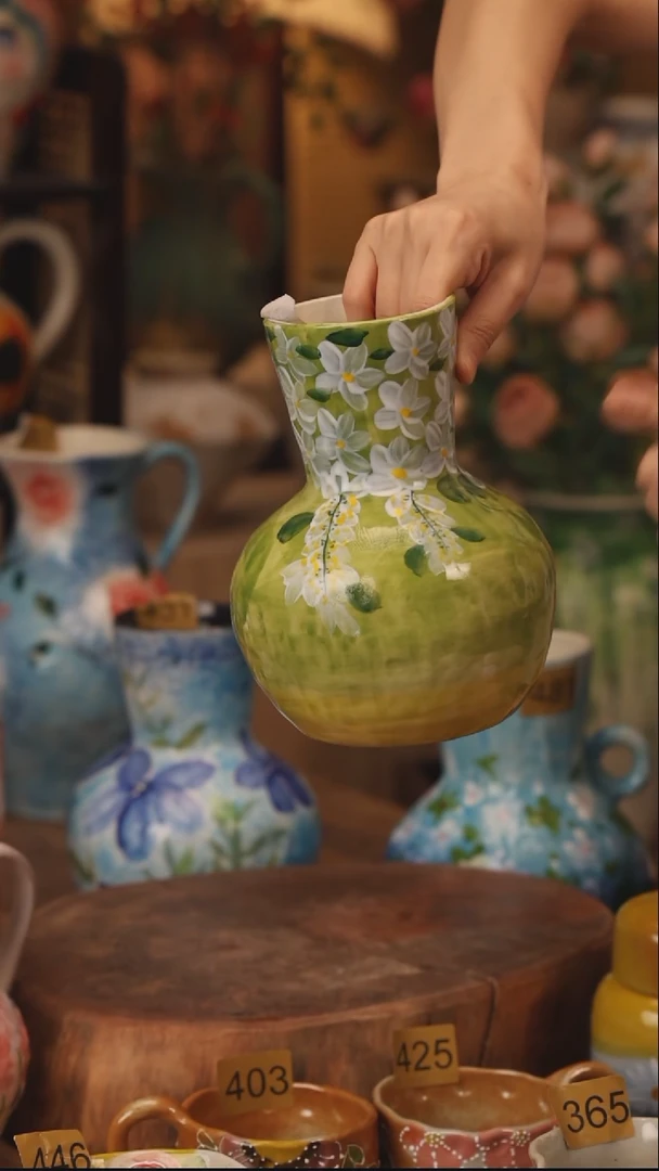 陶瓷420景德镇设计师手作花器摆件侘寂风