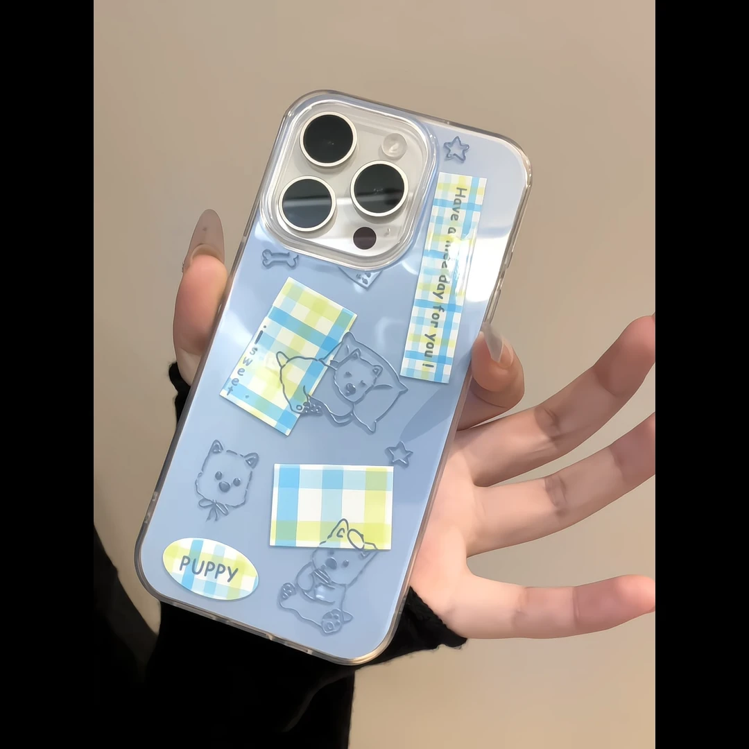 果冻壳IMD线条午睡西高地适用于iPhone16promax苹果15pro手机壳14