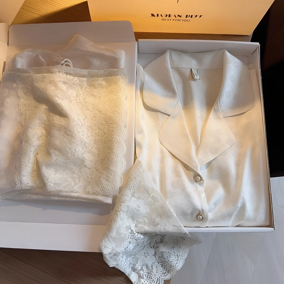 2025新款留洋千金重工蕾丝高级感睡衣女长袖家居服送闺蜜生日礼物