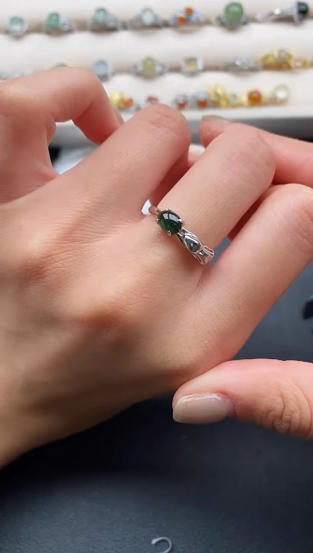 银S925镶嵌戒指翡翠3333333+3