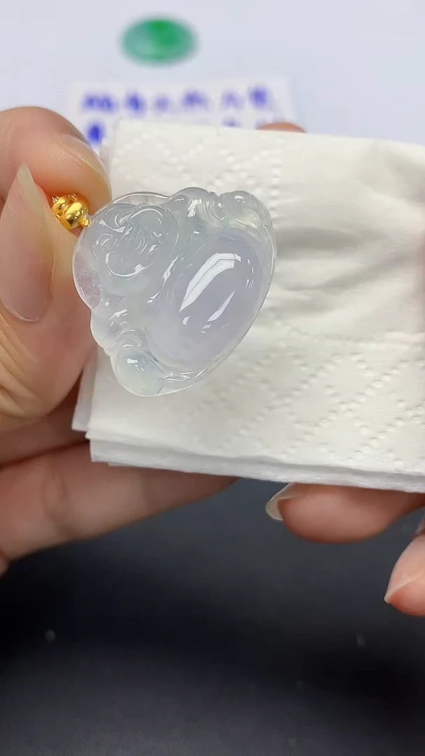 翡翠18K金镶嵌颈饰天然缅甸a货翡翠