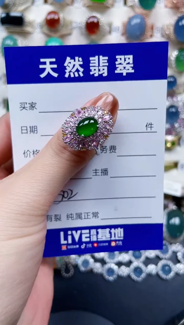 银S925镶嵌戒指翡翠502