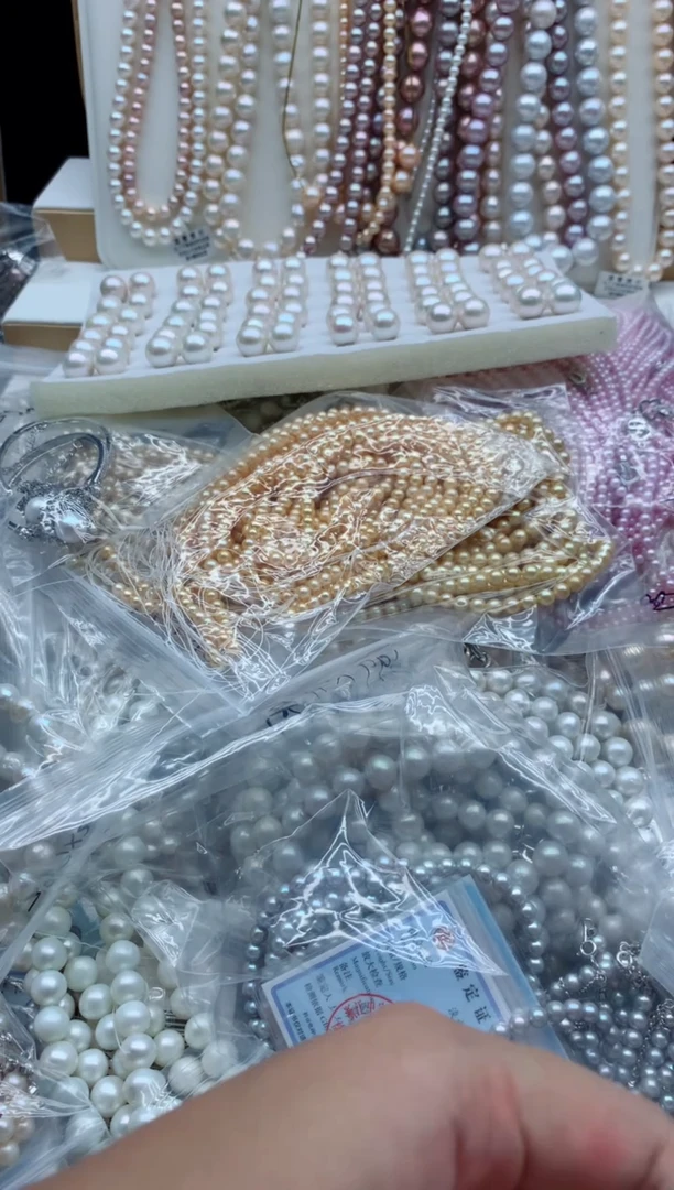 项链银S925镶嵌淡水珍珠，非无暇