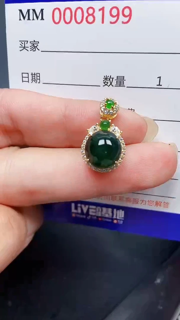 翡翠银S925镶嵌颈饰8199