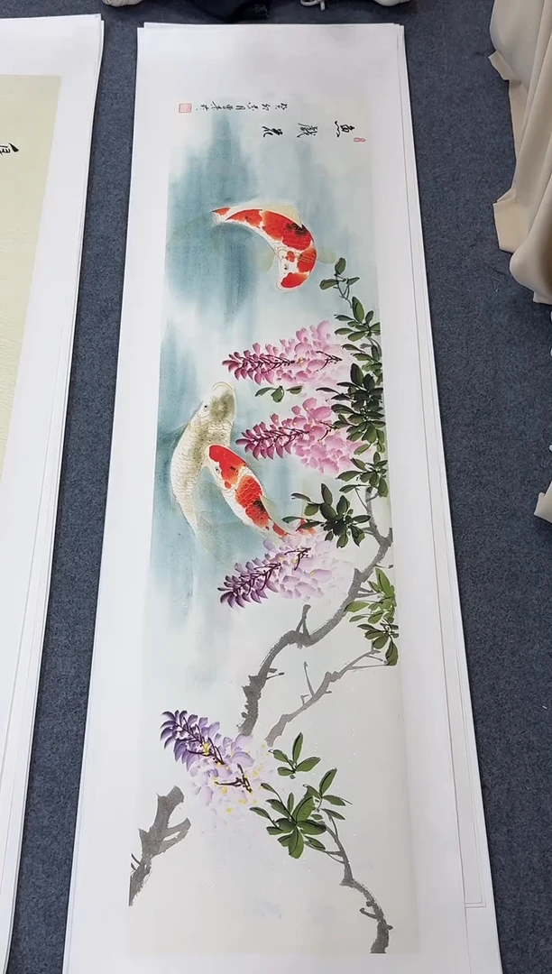 国画紫藤鱼同类型随机