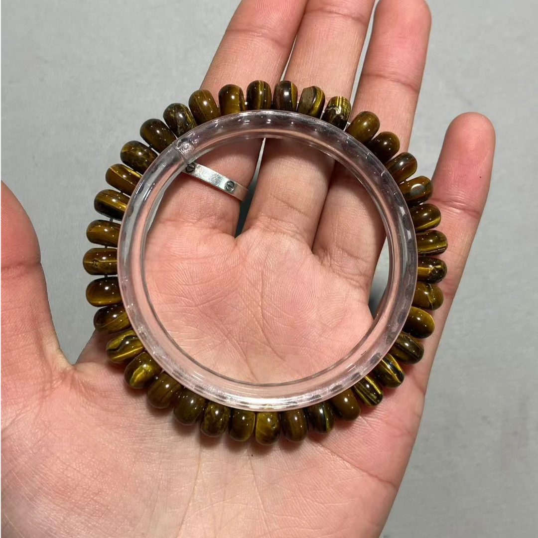 C489黄虎晴石药片卡0.8单圈手串