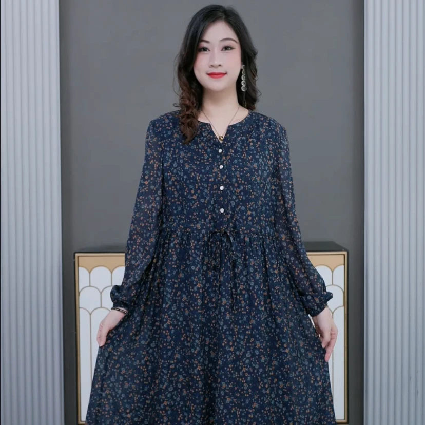 秋冬碎花连衣裙ZB5069长袖