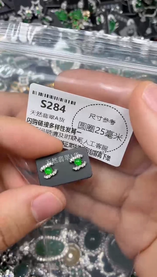 颈饰未镶嵌翡翠S284耳钉
