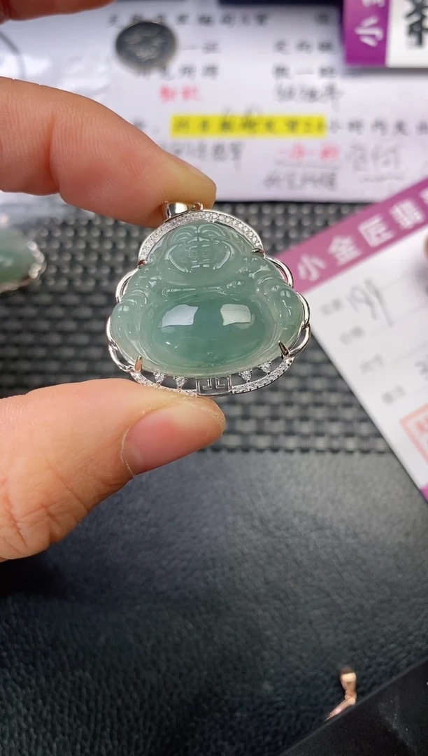 颈饰银S925镶嵌翡翠8***婷挂件