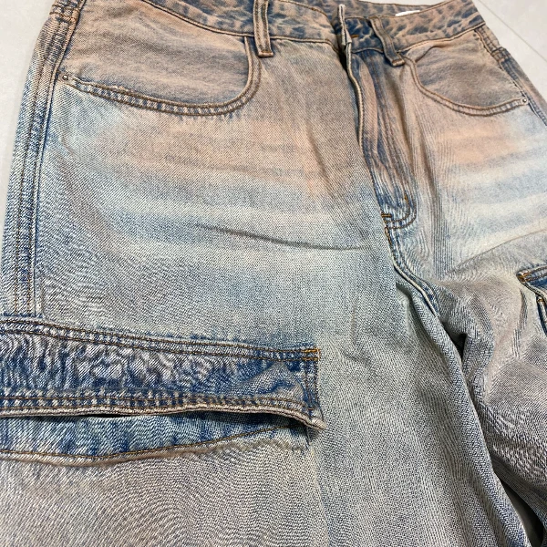 【蛙家 原版面料 无标 】重磅水洗染色口袋工装牛仔裤