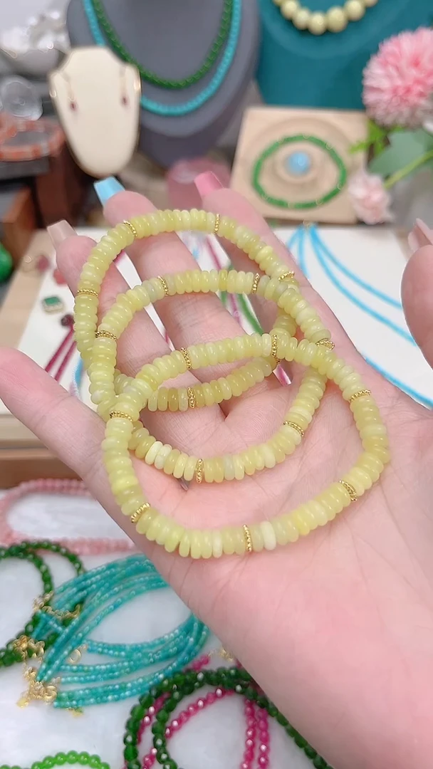 水晶手链银S925镶嵌菜花算盘39