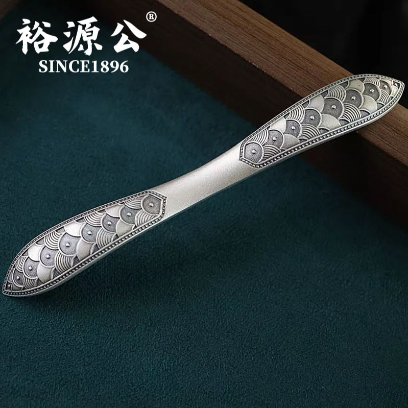 裕源公 足银银制品 足银999鱼鳞绾月银发簪古风盘发簪银发饰头饰
