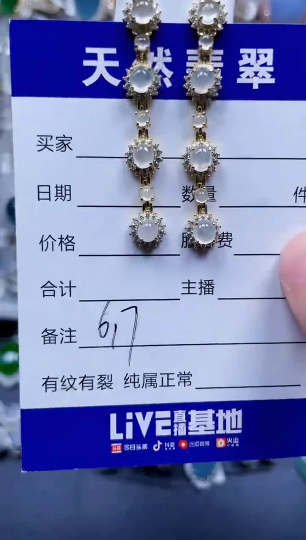 银S925镶嵌翡翠耳饰617