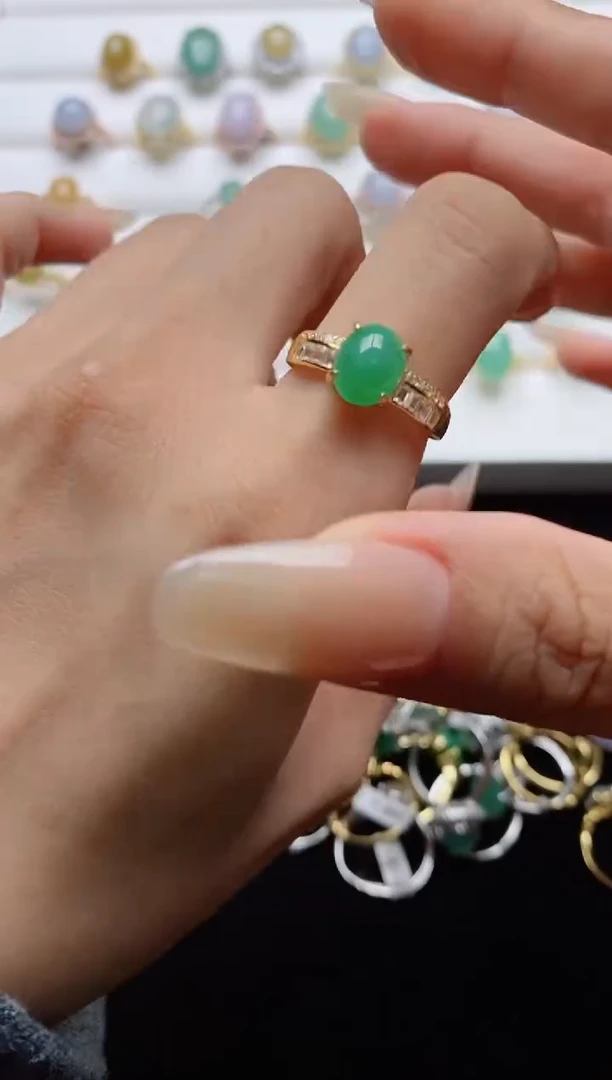 翡翠戒指银S925镶嵌.