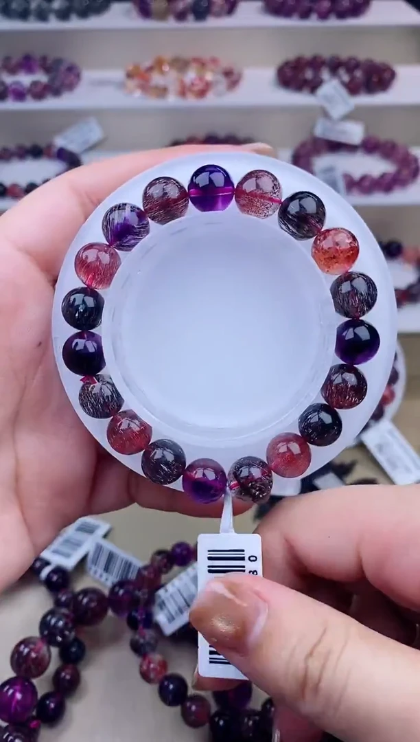 未镶嵌手链水晶黑加仑超七单圈10m+