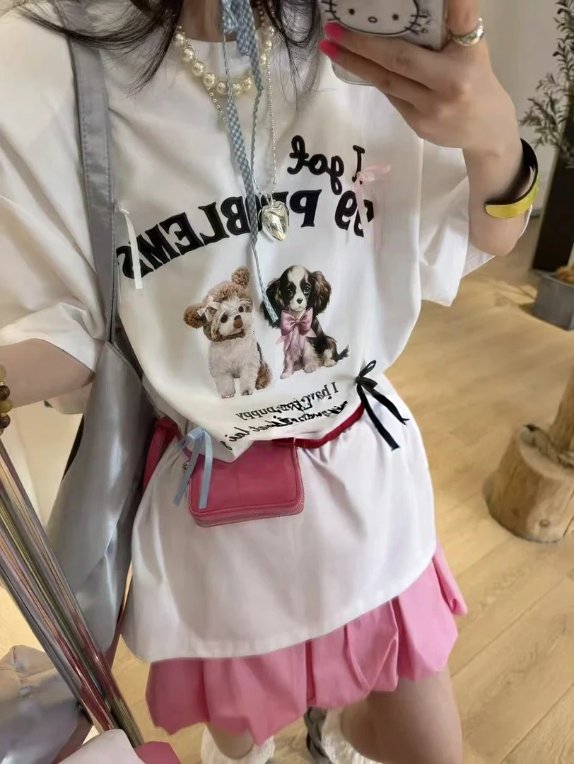 东ROOM2025新款韩版宽松显瘦百搭卡通米奇短袖T恤女慵懒风上衣潮