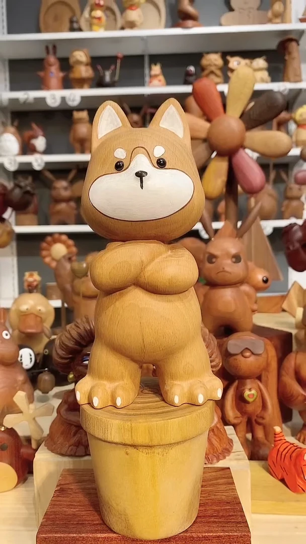 【闪购商品】木木雕摆件可爱卡通