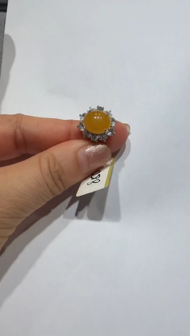 银S925镶嵌戒指翡翠缅甸A货翡翠戒指