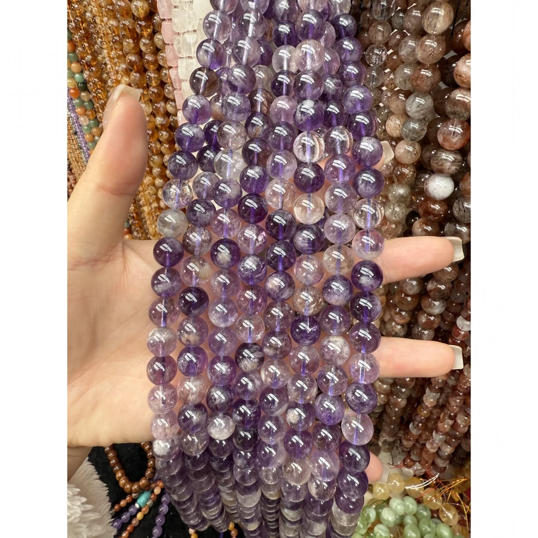 女生守护石-紫幽灵   幽灵兔毛    珠宝半成品散珠DIY批发