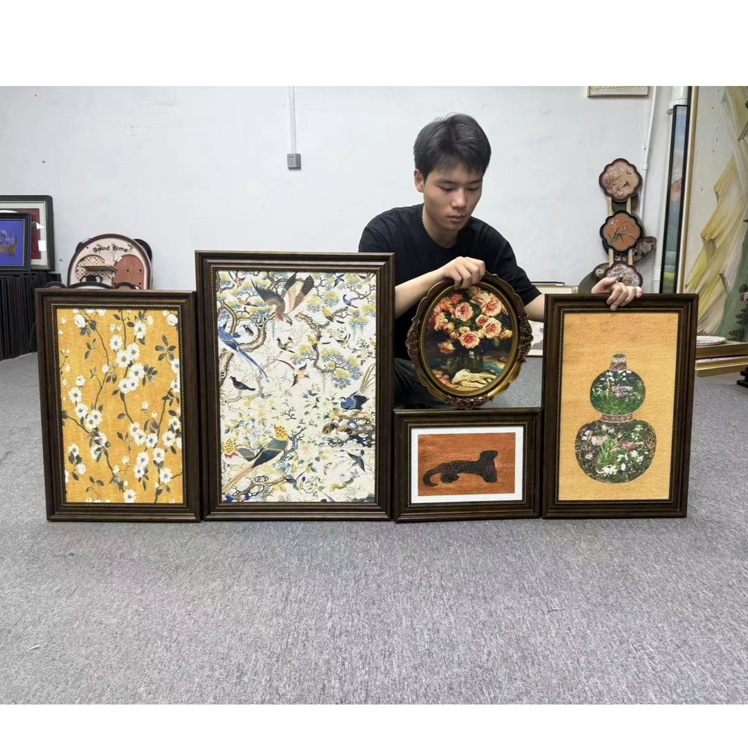 美式现代艺术葫芦金钱豹风格客厅沙发背景墙装饰画500