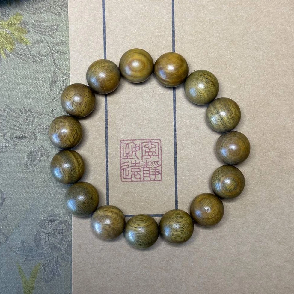 天然正宗绿檀手串老料素圈圆珠全尺寸