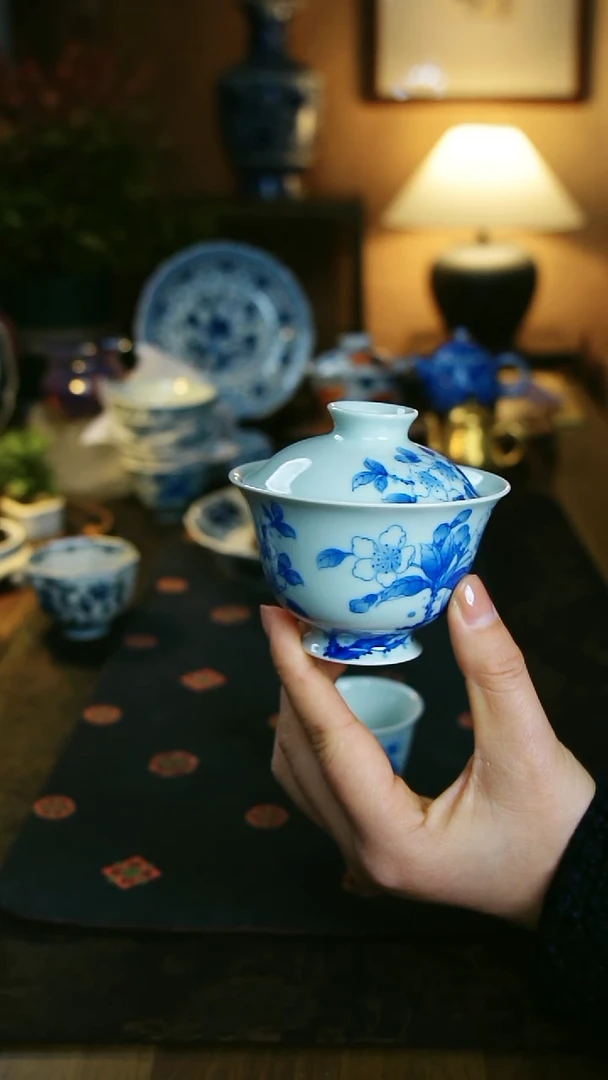 海棠花元宝盖碗