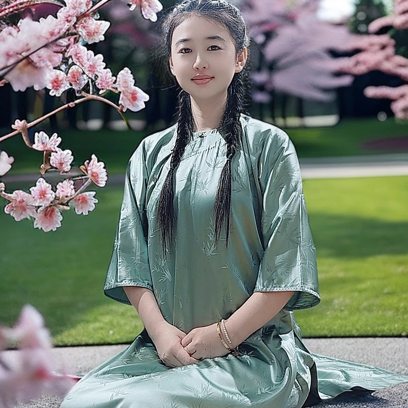 《富亨服饰》荣誉出品  中国风中式圆领古风梅兰竹菊长衫