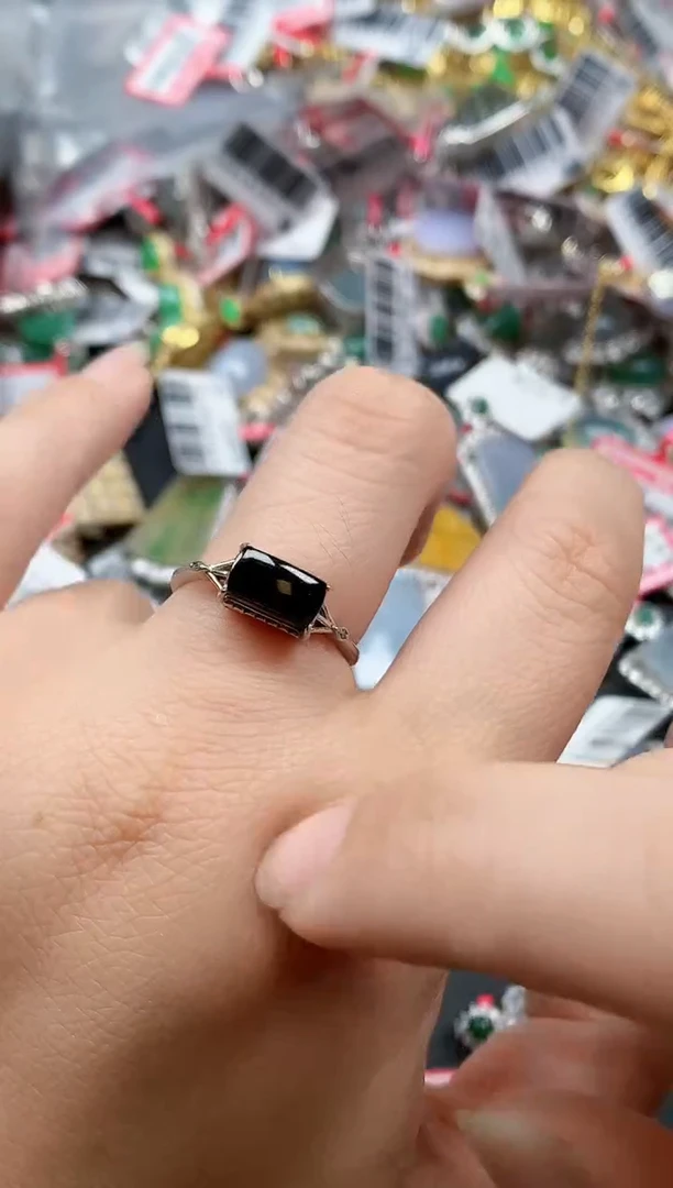 银S925镶嵌戒指翡翠天然A货缅甸翡翠