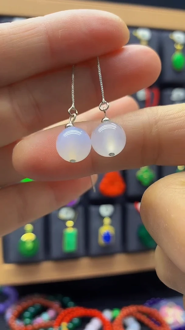 【闪购商品】玛瑙/玉髓耳坠银S925镶嵌耳饰