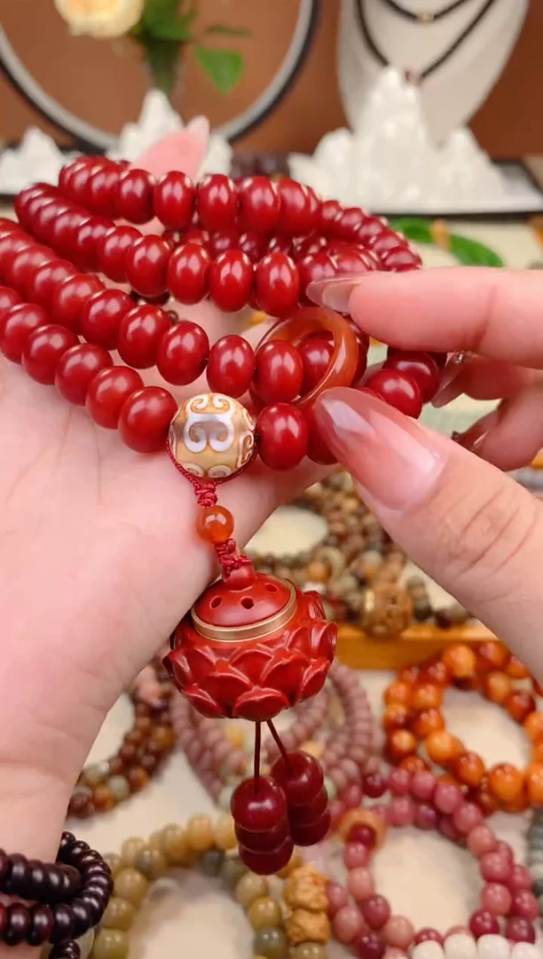 【闪购商品】菩提根/象牙果手串砂砂红如意宝莲灯108颗+3香