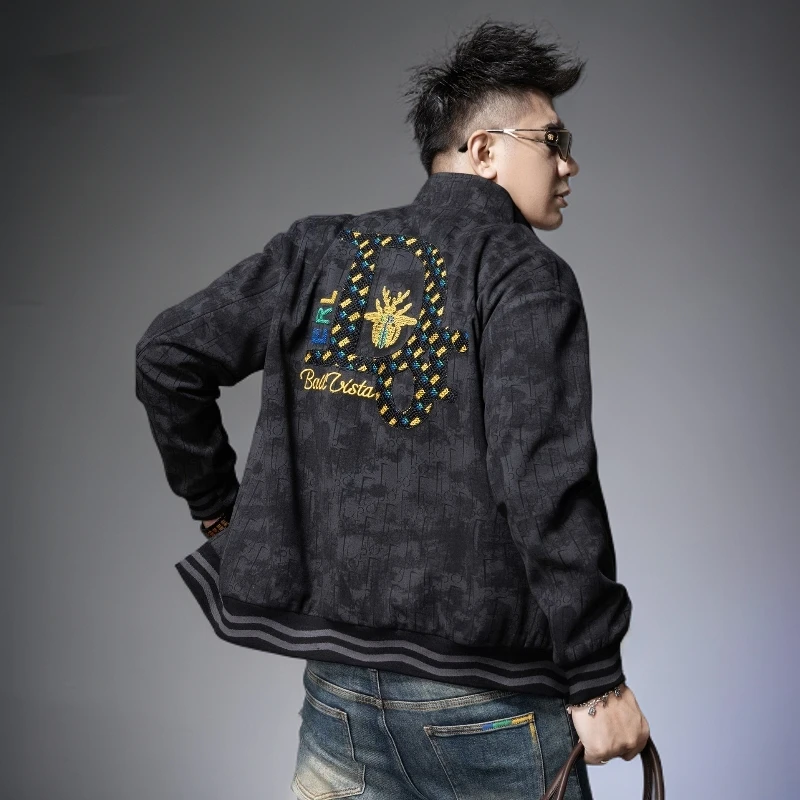 潮牌刺绣棒球服男士外套2025新款秋季时尚休闲高端长袖夹克男装