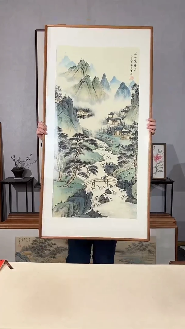 国画手绘*溪山揽胜*62*122cm带框发货