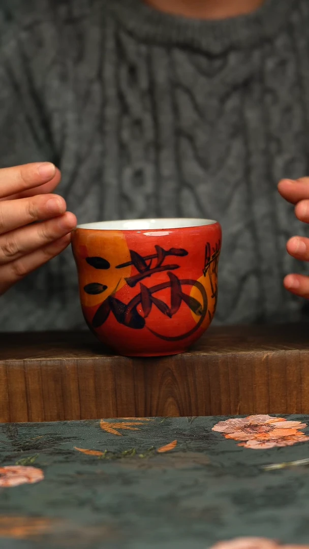 杯釉下彩手工手绘同款陶器