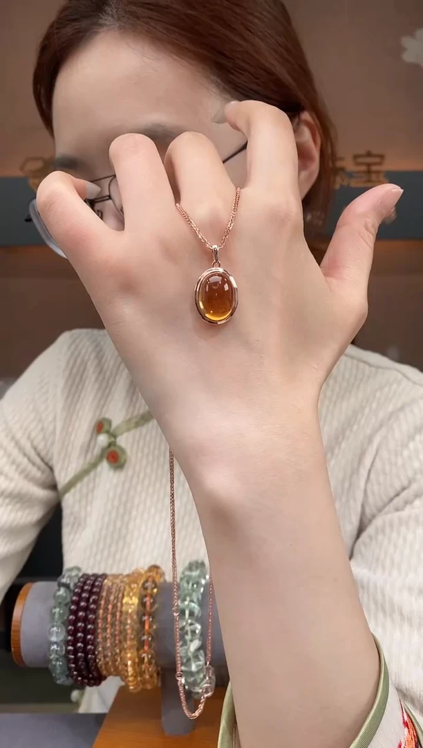 【闪购商品】黄晶吊坠银S925镶嵌黄晶吊坠