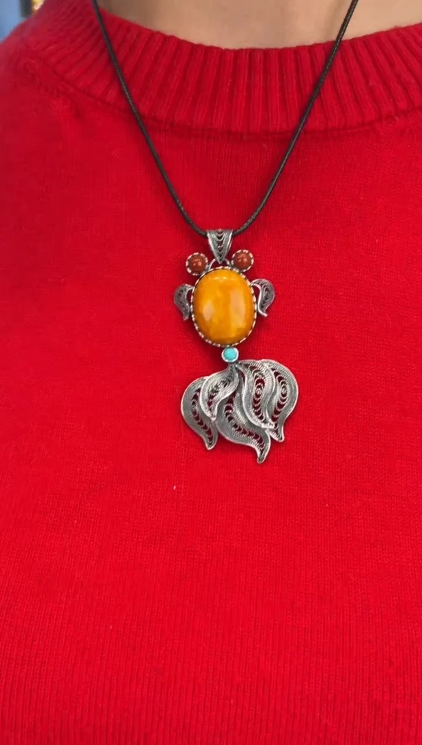 蜜蜡吊坠(赠链)银S925镶嵌噶玛珠宝同款精选发其一