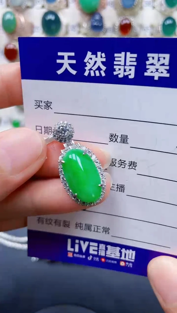 颈饰银S925镶嵌翡翠350