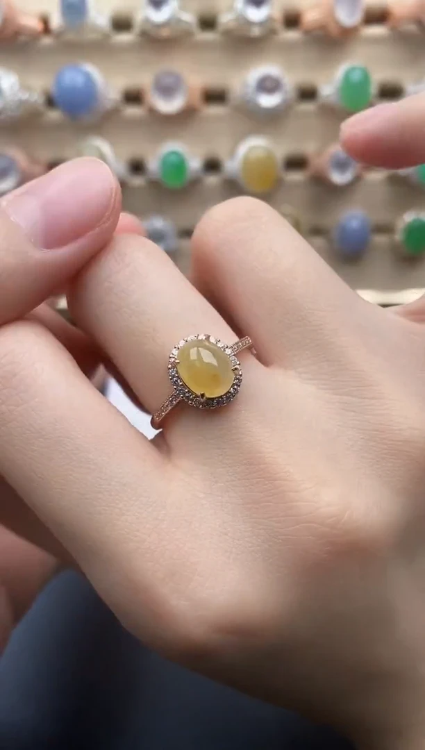 翡翠戒指银S925镶嵌一物一证一礼盒