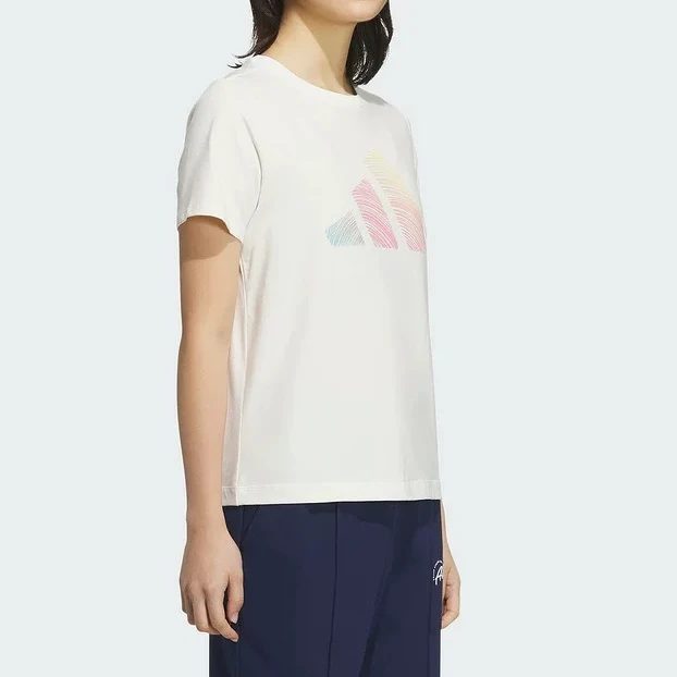 阿迪达斯夏季新款女子短袖渐变LOGO休闲百搭运动短袖T恤JL6284