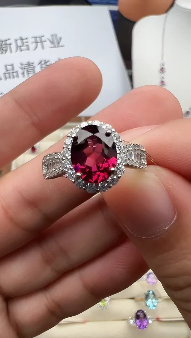 银S925镶嵌戒指石榴石79