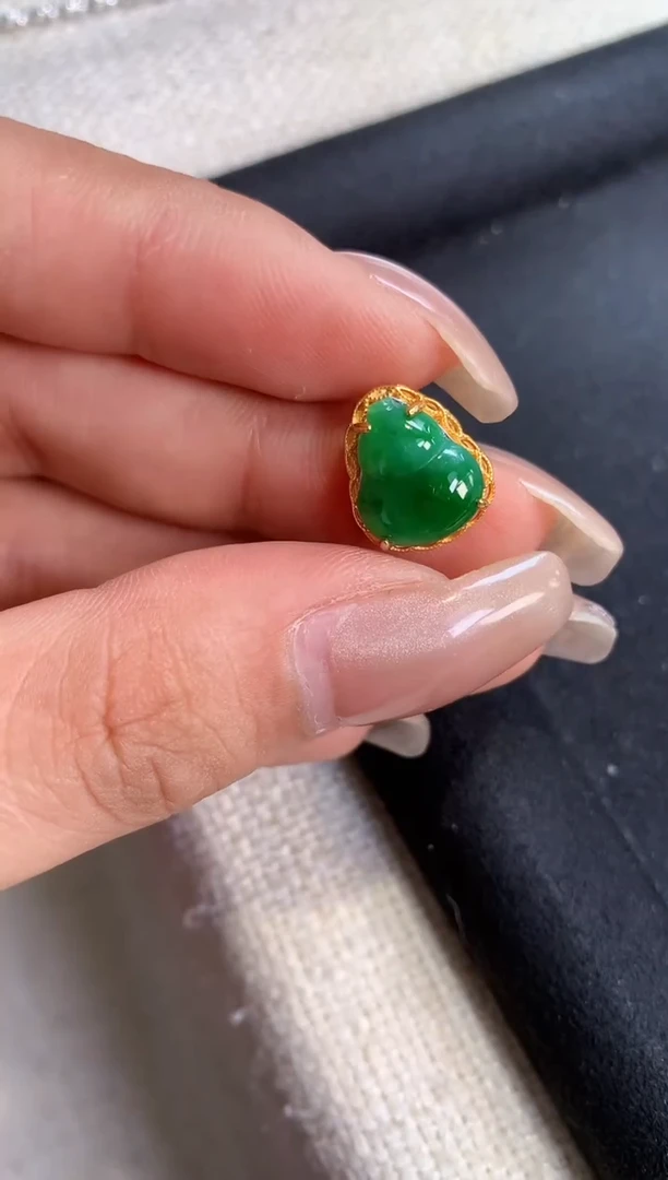 翡翠银S925镶嵌吊坠(不含链)【挽石珠宝】葫芦